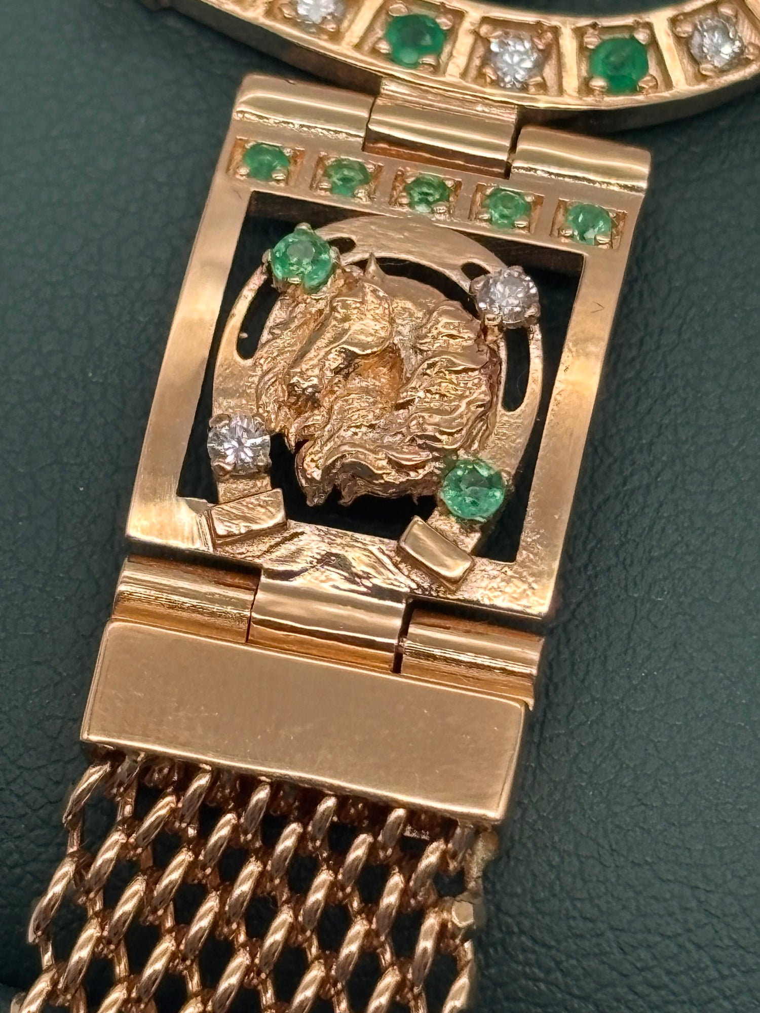 PULSO HERRADURA CABALLOS / 65GR / 18cm/ ORO 18K / ESMERALDA LEGITIMA